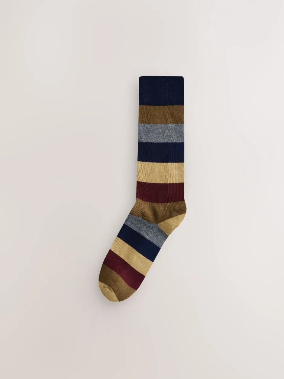Sokken|Sokken*Next - Striped Cushioned Sole Comfort Socks 10 Pack Groen/blauw/grijs
