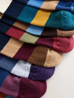 Sokken|Sokken*Next - Striped Cushioned Sole Comfort Socks 10 Pack Groen/blauw/grijs