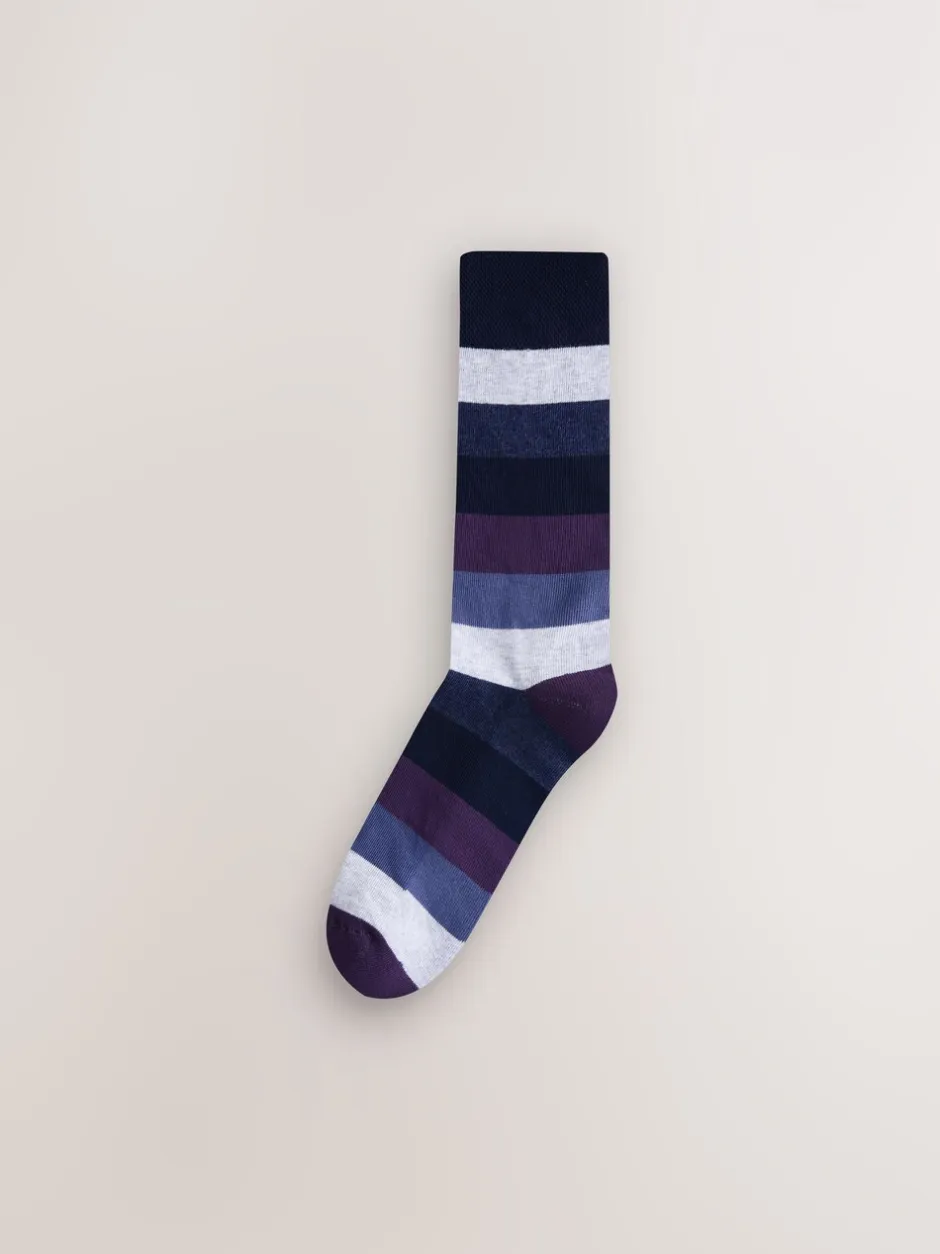 Sokken|Sokken*Next - Striped Cushioned Sole Comfort Socks 10 Pack Groen/blauw/grijs