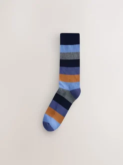 Sokken|Sokken*Next - Striped Cushioned Sole Comfort Socks 10 Pack Groen/blauw/grijs