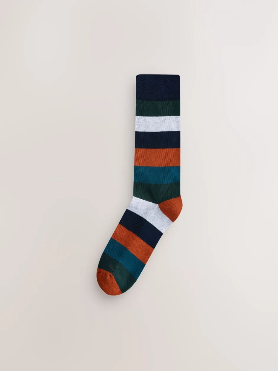 Sokken|Sokken*Next - Striped Cushioned Sole Comfort Socks 10 Pack Groen/blauw/grijs