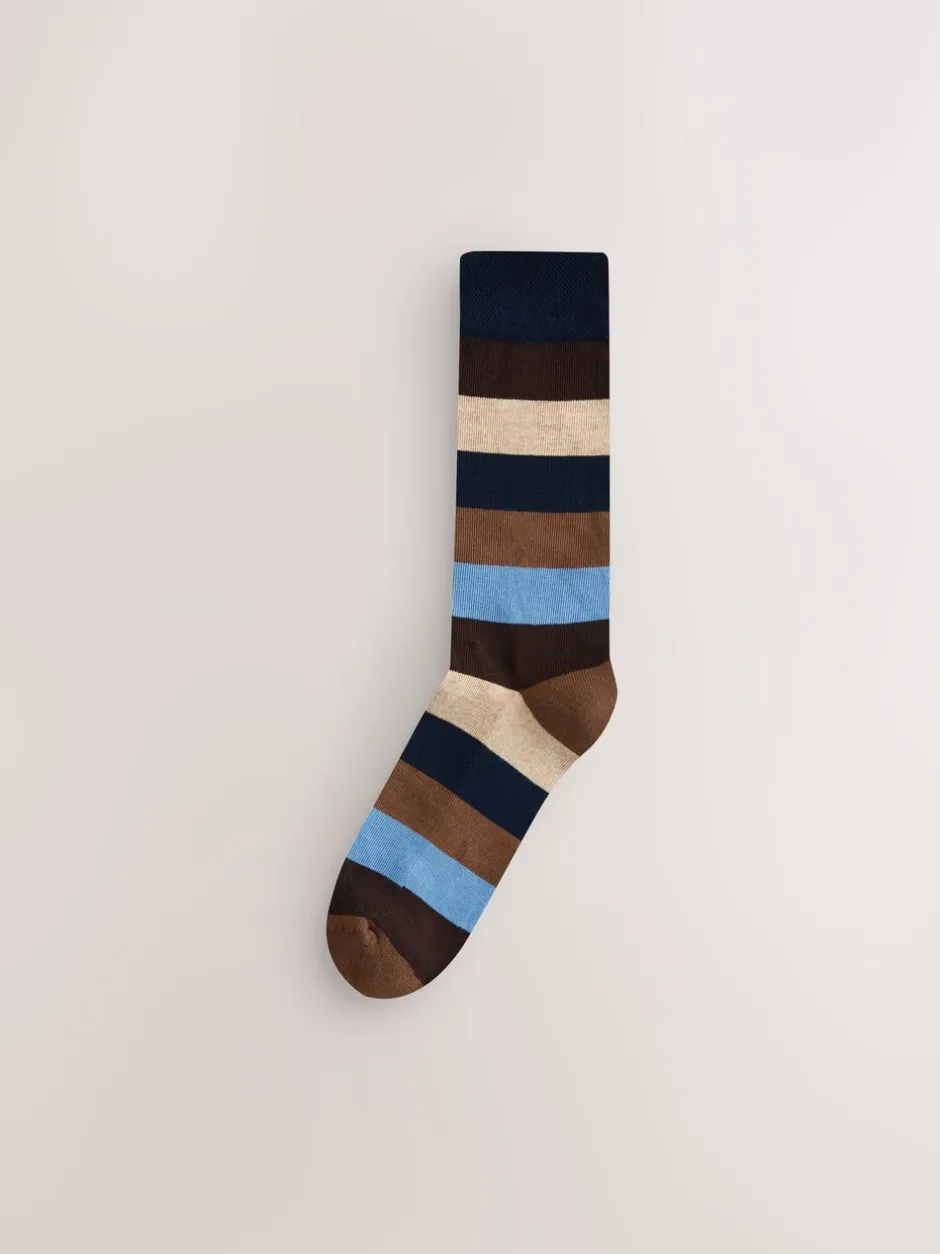 Sokken|Sokken*Next - Striped Cushioned Sole Comfort Socks 10 Pack Groen/blauw/grijs