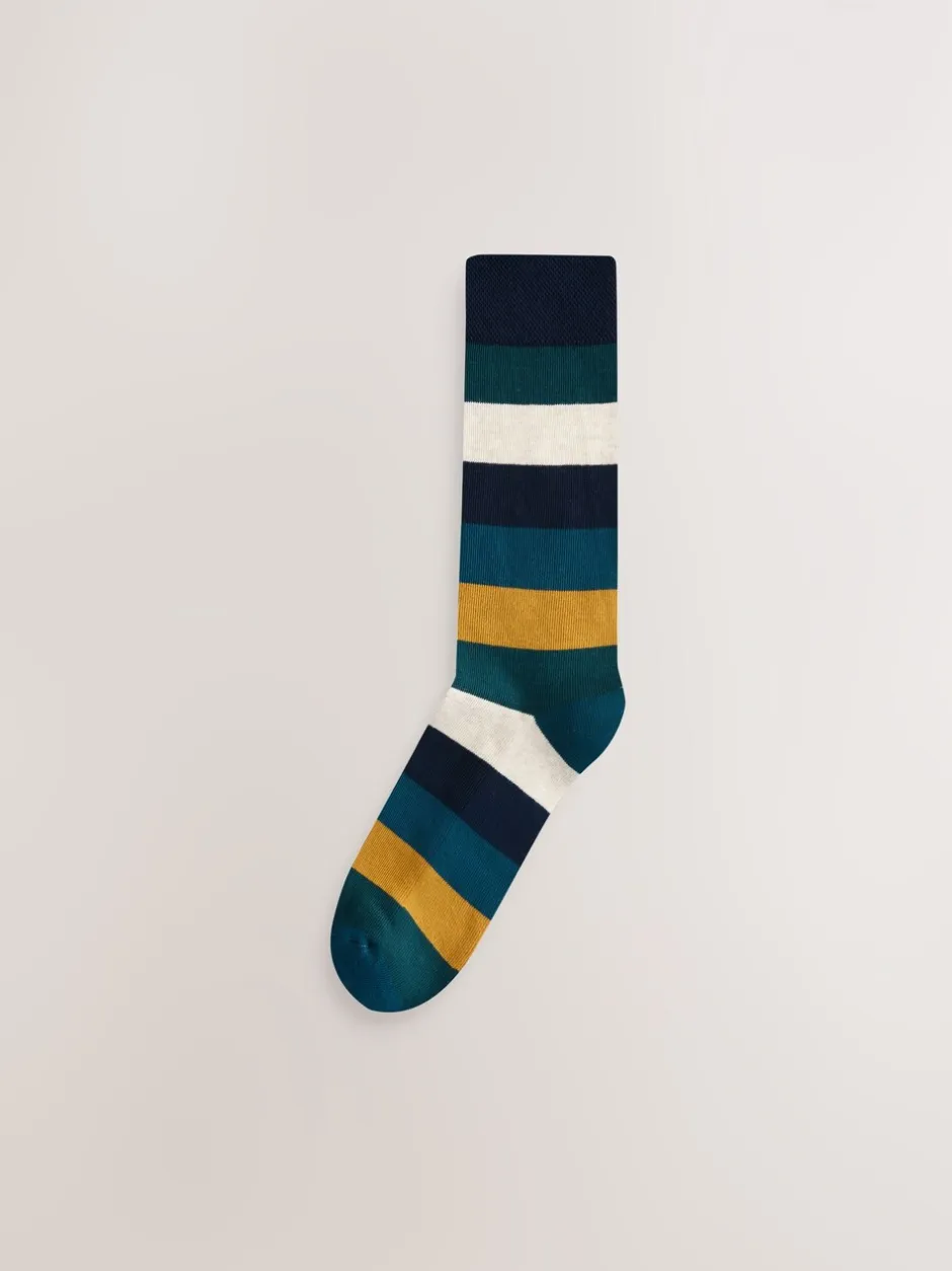 Sokken|Sokken*Next - Striped Cushioned Sole Comfort Socks 10 Pack Groen/blauw/grijs