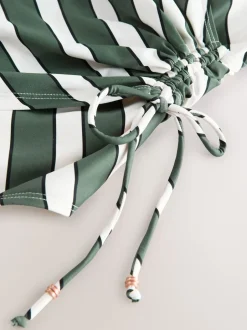 Badkleding|Next Groen/crème Strepen - Badpak met vormgevende zijrimpeling en buikcorrectie