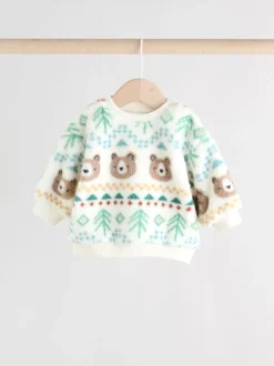 Truien En Breisels|Joggingbroeken|Next - Set van fleece top en joggingbroek voor baby's (0mnd -2jr) Groene beer Fairisle
