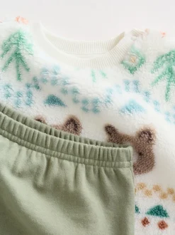 Truien En Breisels|Joggingbroeken|Next - Set van fleece top en joggingbroek voor baby's (0mnd -2jr) Groene beer Fairisle