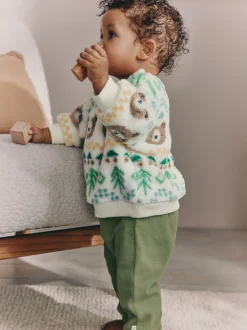 Truien En Breisels|Joggingbroeken|Next - Set van fleece top en joggingbroek voor baby's (0mnd -2jr) Groene beer Fairisle