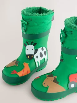 Laarzen*Next Groene boerderijdieren - Thinsulate™ - Gevoerde thermoregenlaarzen met boord