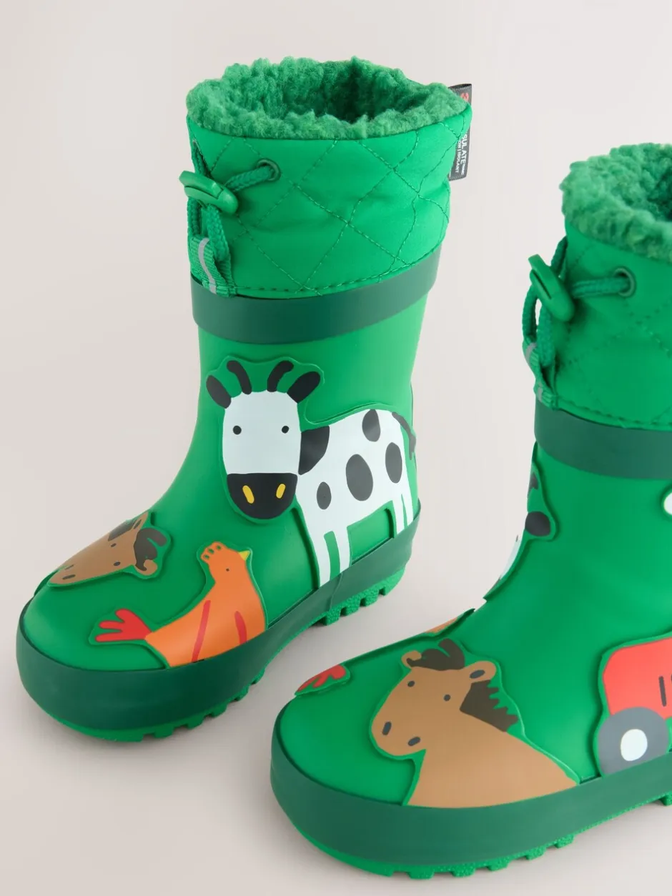 Laarzen*Next Groene boerderijdieren - Thinsulate™ - Gevoerde thermoregenlaarzen met boord