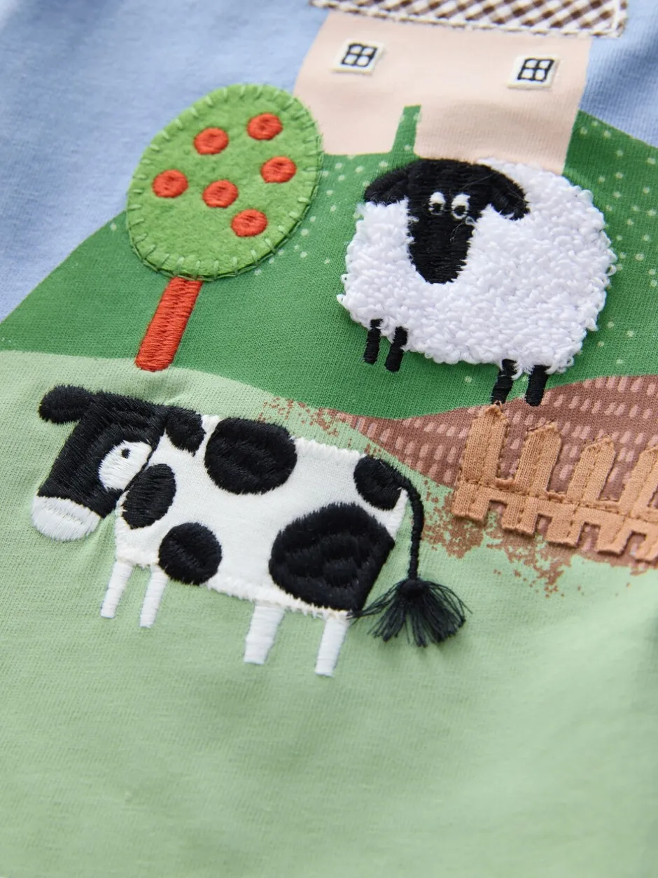 Tops|T-Shirts*Next Groene boerderijscène - T-shirt met applicatie en lange mouwen (3 mnd-7 jr)