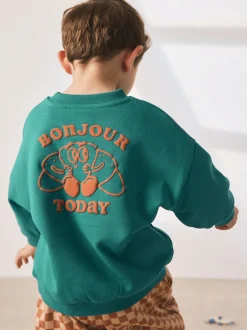Sets En Combisets|Truien En Breisels|Next Groene croissant - Set met sweatshirt en joggingbroek met strepen (3mnd-7jr)