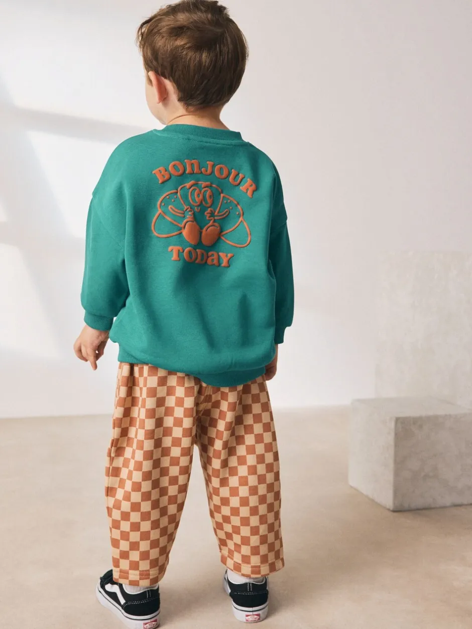 Sets En Combisets|Truien En Breisels|Next Groene croissant - Set met sweatshirt en joggingbroek met strepen (3mnd-7jr)