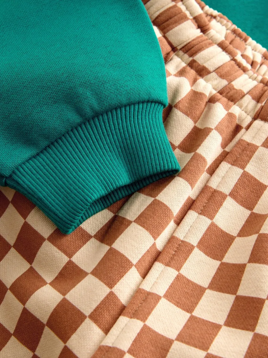 Sets En Combisets|Truien En Breisels|Next Groene croissant - Set met sweatshirt en joggingbroek met strepen (3mnd-7jr)