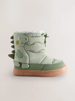 Boots*Next Groene Khaki Dino - Thermal Thinsulate™ gevoerde doorgestikte waterbestendige laarzen
