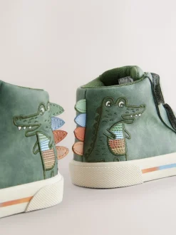 Boots*Next - Hoge schoenen met klittenbandsluiting Groene krokodil