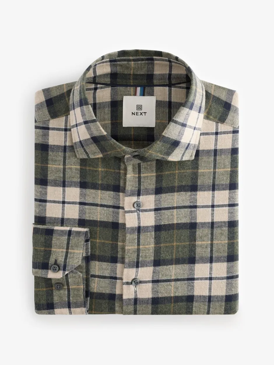 Shirts*Next - Geborsteld flanellen overhemd Groene ruit