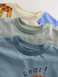 Tops|T-Shirts|Next - Verpakking van 3 T-shirts met korte mouwen en applicatie (3mnd-7jaar) Groene safaridieren