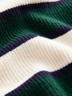 Truien En Breisels|Next - Gebreid rugbyshirt (3-16jr) Groen/ecru gestreept