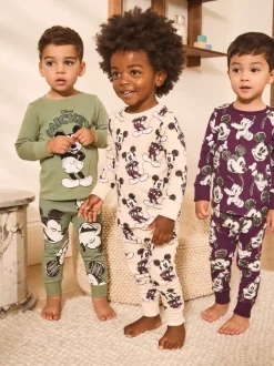 Pyjama's|Nachtkleding En Pyjama's*Next Groen/Ecru Mickey Mouse - Gelicentieerde knusse pyjama's 3 pack (9mnd -10jr)