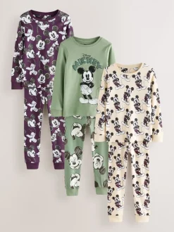 Pyjama's|Nachtkleding En Pyjama's*Next Groen/Ecru Mickey Mouse - Gelicentieerde knusse pyjama's 3 pack (9mnd -10jr)
