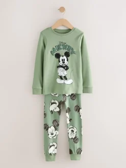 Pyjama's|Nachtkleding En Pyjama's*Next Groen/Ecru Mickey Mouse - Gelicentieerde knusse pyjama's 3 pack (9mnd -10jr)