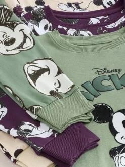 Pyjama's|Nachtkleding En Pyjama's*Next Groen/Ecru Mickey Mouse - Gelicentieerde knusse pyjama's 3 pack (9mnd -10jr)