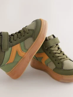 Boots|Next - Hoge sneakers met klittenbandsluiting en elastische veters Groen-kaki