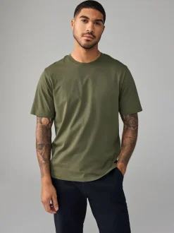 Loungewear|Next Groen-kaki - Normale Pasvorm - Essentieel katoenen T-shirt met ronde hals