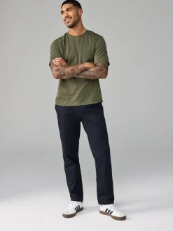 Loungewear|Next Groen-kaki - Normale Pasvorm - Essentieel katoenen T-shirt met ronde hals