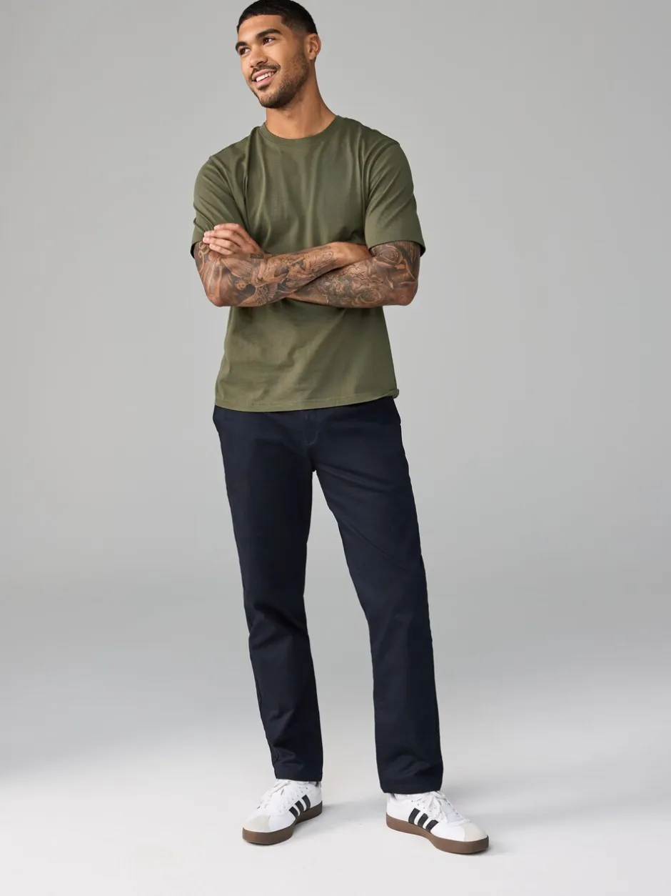 Loungewear|Next Groen-kaki - Normale Pasvorm - Essentieel katoenen T-shirt met ronde hals