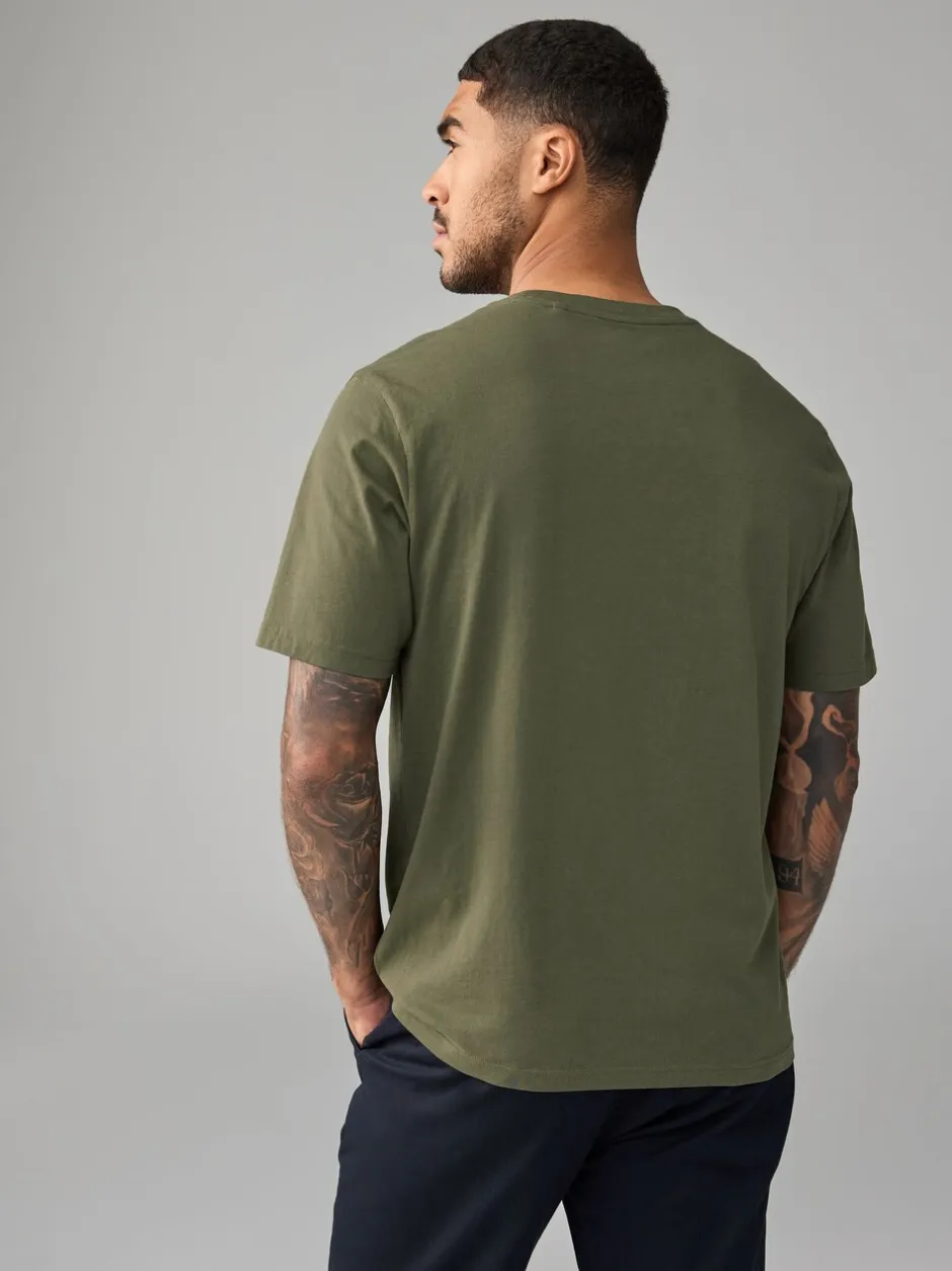 Loungewear|Next Groen-kaki - Normale Pasvorm - Essentieel katoenen T-shirt met ronde hals