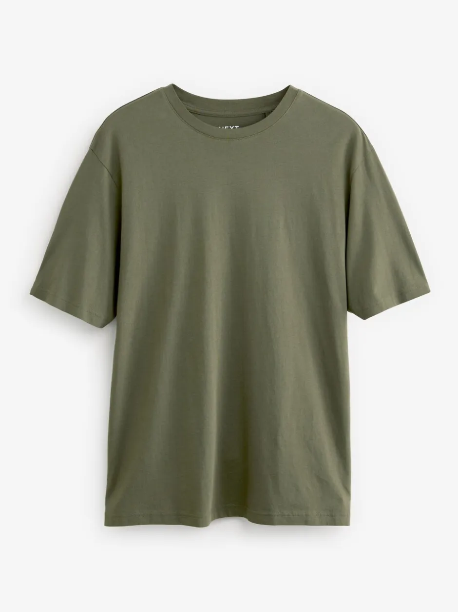 Loungewear|Next Groen-kaki - Normale Pasvorm - Essentieel katoenen T-shirt met ronde hals