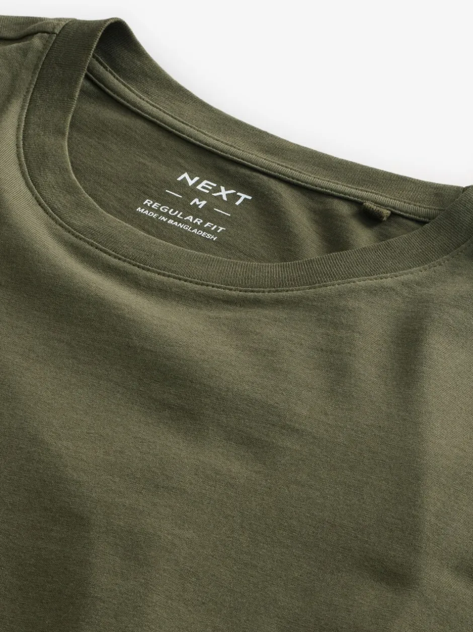 Loungewear|Next Groen-kaki - Normale Pasvorm - Essentieel katoenen T-shirt met ronde hals