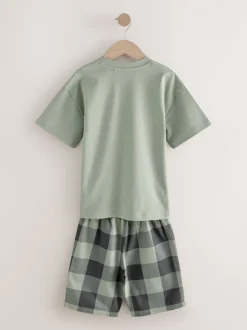 Pyjama's|Nachtkleding En Pyjama's|Next - Set van 3 geweven geruite pyjama's (3-16 jr) Groen/oranje