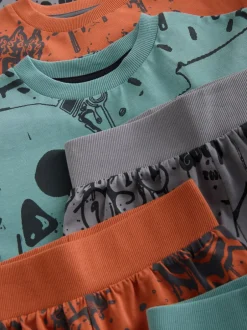 Pyjama's|Nachtkleding En Pyjama's|Next Groen/oranje graffiti-schedel - Verpakking van 3 pyjama's met lange mouwen (3-16 jr)