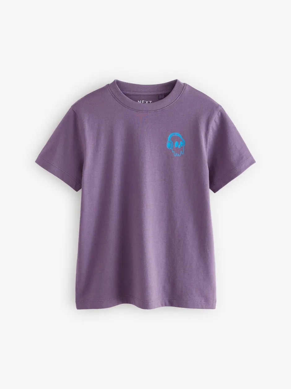 T-Shirts|Tops*Next - Verpakking van 4 T-shirts met kleine grafische print en korte mouwen (3 - 16 jr) Groen/rood/camel/paars