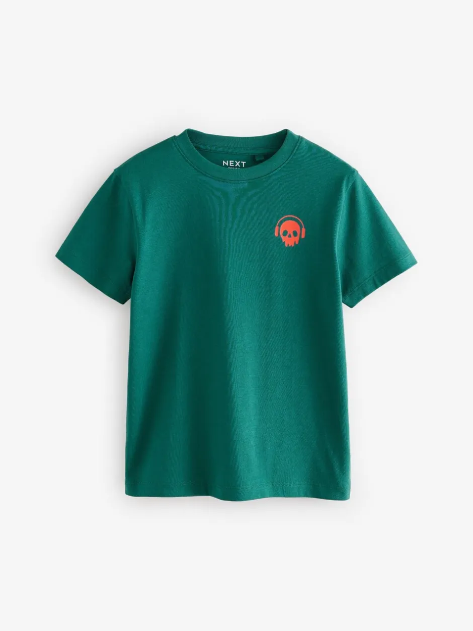 T-Shirts|Tops*Next - Verpakking van 4 T-shirts met kleine grafische print en korte mouwen (3 - 16 jr) Groen/rood/camel/paars