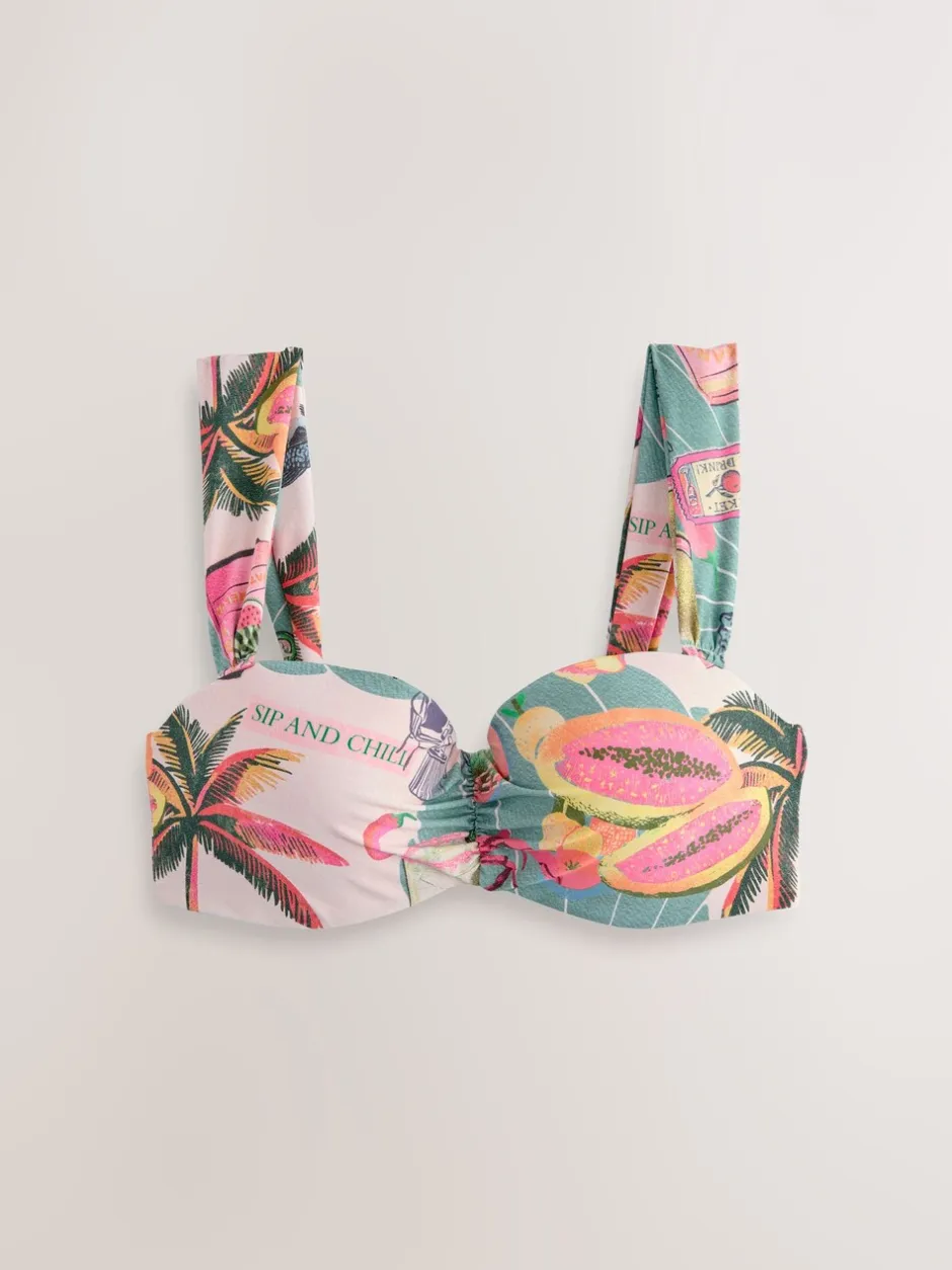 Badkleding*Next Groen/roze kreeft Conversational - Bandeaubikinitop met beugel
