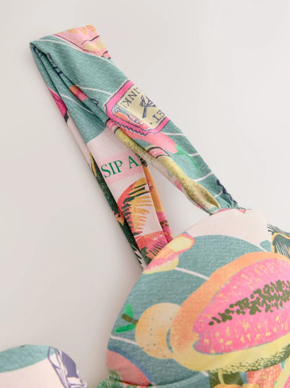 Badkleding*Next Groen/roze kreeft Conversational - Bandeaubikinitop met beugel