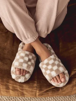Pantoffels*Next Groen/wit - Checked Slider Slippers