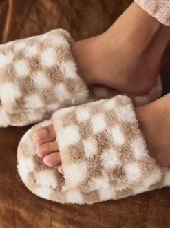 Pantoffels*Next Groen/wit - Checked Slider Slippers