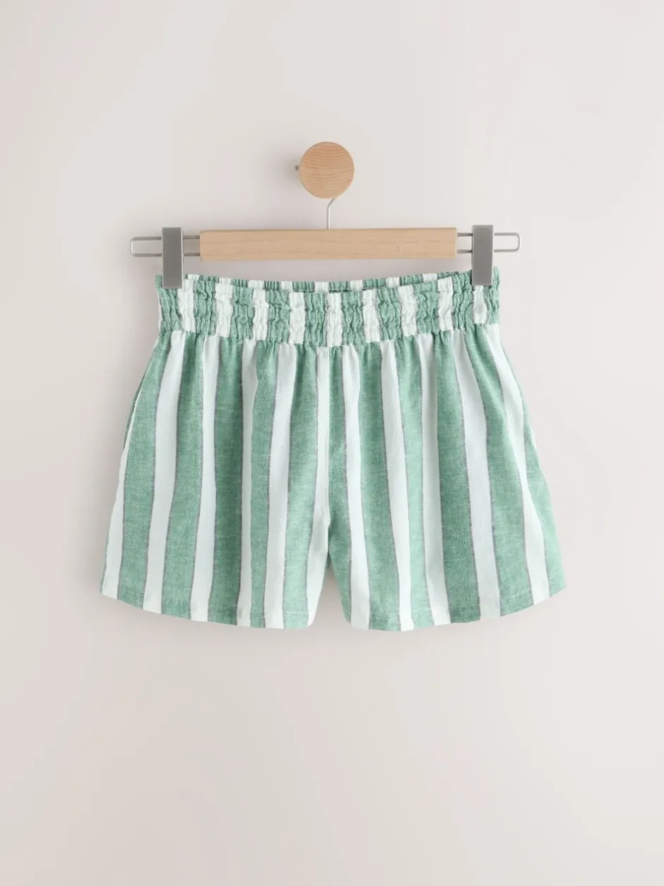 Shorts|Next Groen/wit - Zomershort met linnen