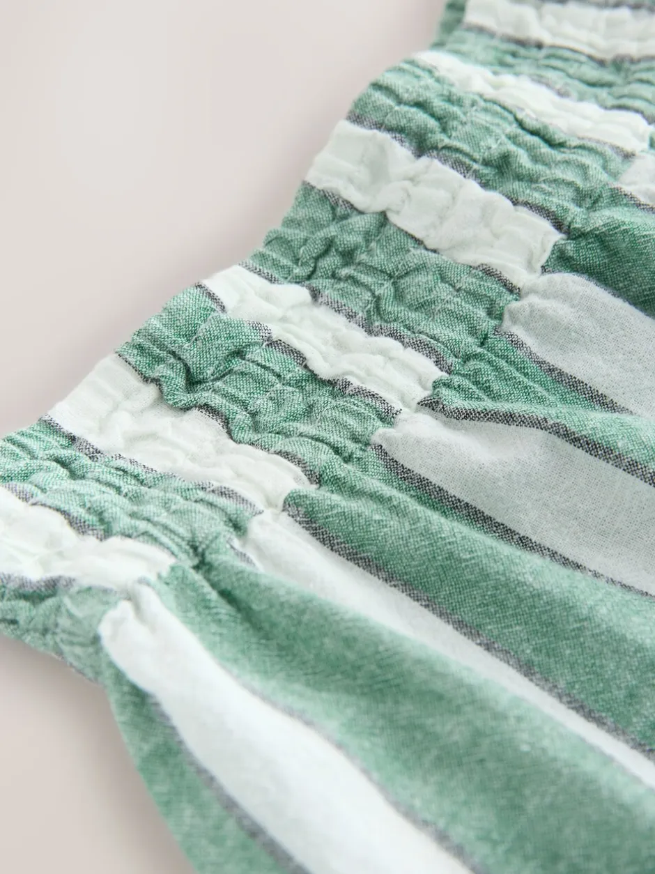 Shorts|Next Groen/wit - Zomershort met linnen