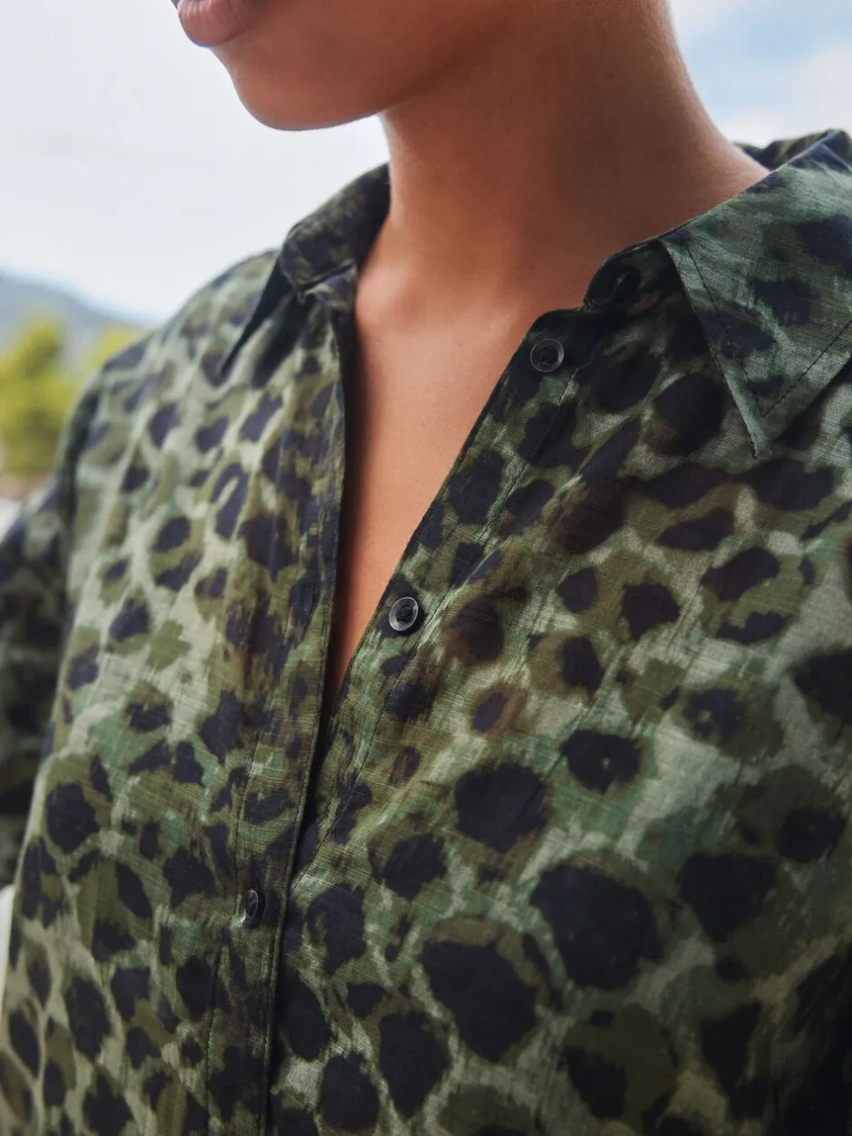 Blouses En Overhemden*Next Groen/zwart - Overhemd met strandbedekking
