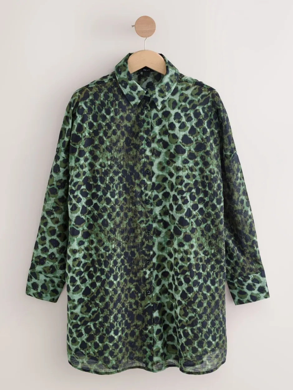Blouses En Overhemden*Next Groen/zwart - Overhemd met strandbedekking