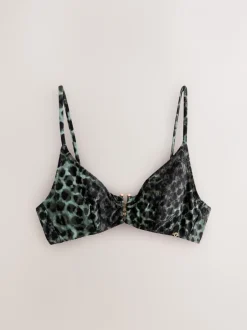 Badkleding|Next Groen/Zwart luipaardprint - Beugelbikinitop zonder vulling