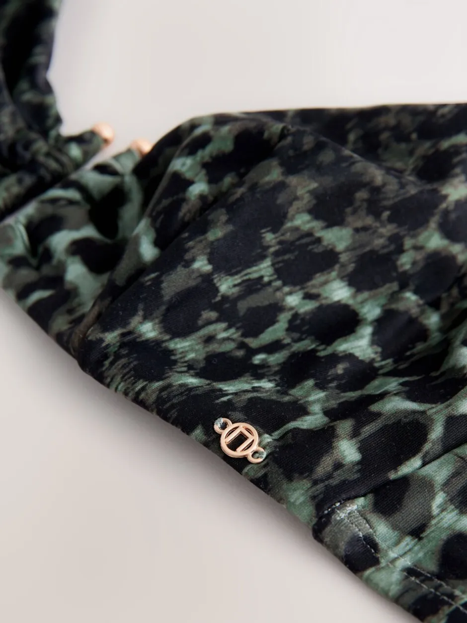 Badkleding|Next Groen/Zwart luipaardprint - Beugelbikinitop zonder vulling