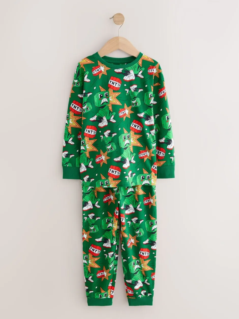 Pyjama's|Nachtkleding En Pyjama's|Next Groen/zwart Minecraft - Licentie Joggingbroeken Pyjama's 2 verpakking (5-16jr)