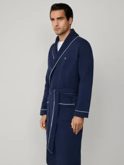 Kamerjassen En Badjassen|Hackett Blue Pure Cotton Waffle Robe