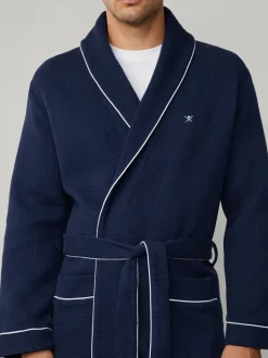 Kamerjassen En Badjassen|Hackett Blue Pure Cotton Waffle Robe